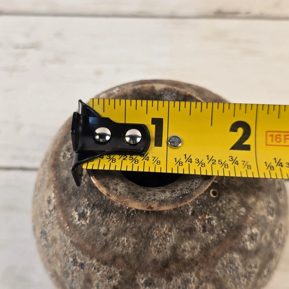Studio Pottery Bud Vase Volcanic Lava Glaze Brown Earthy Textured Small 3.25in